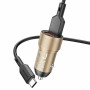 Автомобильное зарядное устройство BOROFONE BZ19 Wisdom dual port car charger set(Type-C) Gold