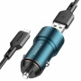Автомобильное зарядное устройство BOROFONE BZ19A Wisdom single port QC3.0 car charger set(Micro) 18W Sapphire Blue