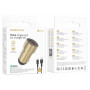 Автомобильное зарядное устройство BOROFONE BZ19A Wisdom single port QC3.0 car charger set(Type-C) 18W Gold
