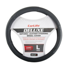 Чехол на руль Carlife 39-41 см кожаный Delux, черный SW327L