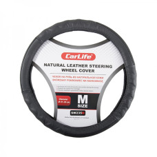 Чехол на руль Carlife 37-39 см кожаный, черный SW235M
