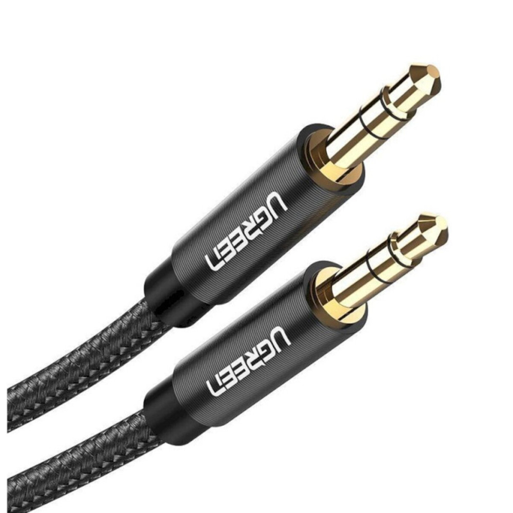 Аудіо кабель UGREEN AV112 3.5mm Male to 3.5mm Male Cable Gold Plated Metal Case with Braid 2m (Black) (UGR-50363)