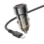 Автомобильное зарядное устройство BOROFONE BZ20 Smart 38W dual port PD20W+QC3.0 car charger set(C to iP) Transparent Black