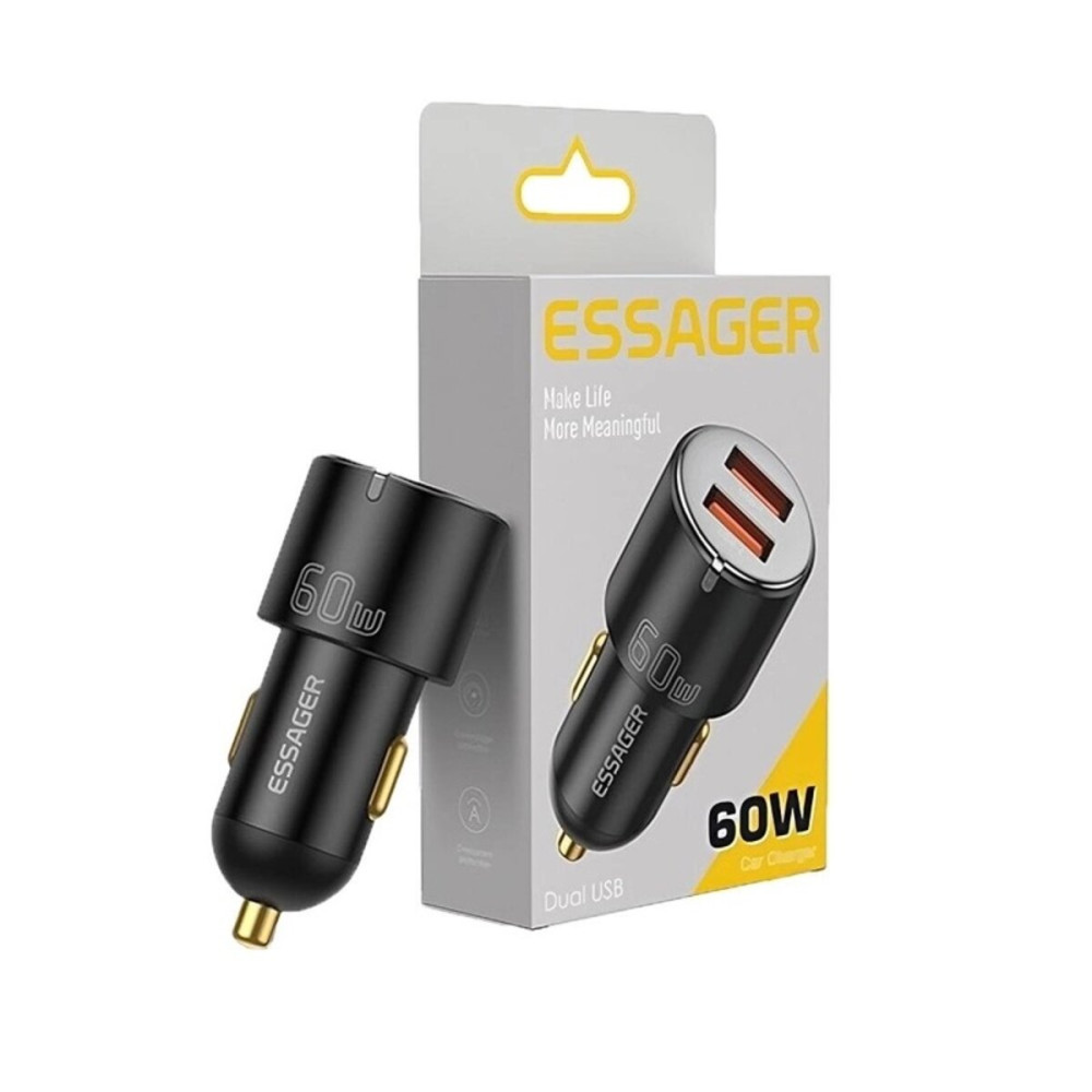 Автомобильное зарядное устройство Essager City Dual Type-C + USB-A Car Charger 60W  black (ECC2C1A-FF01)
