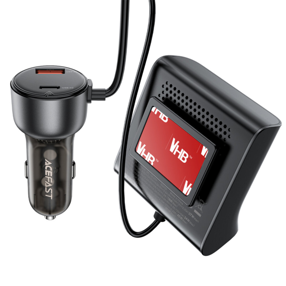 Автомобильное зарядное устройство ACEFAST B11 138W Car Charger Splitter with Digital Display Black
