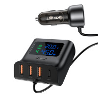 Автомобильное зарядное устройство ACEFAST B11 138W Car Charger Splitter with Digital Display Black
