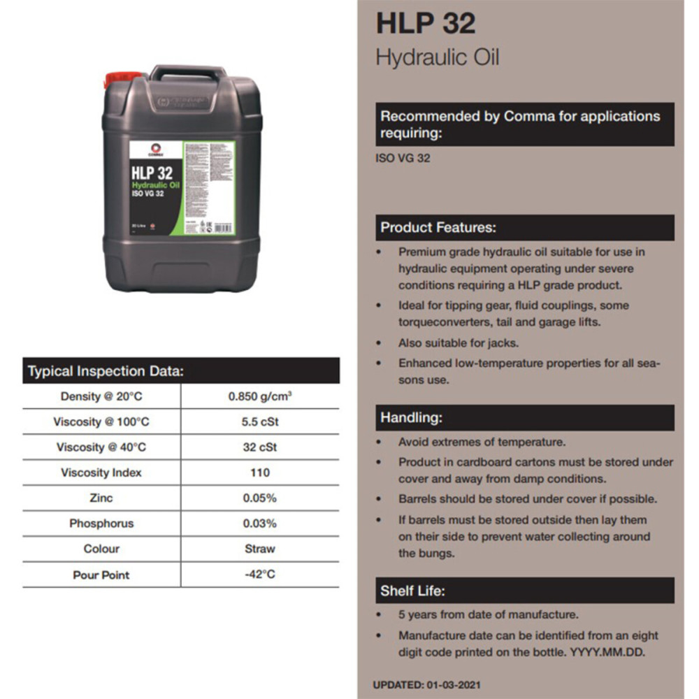 Гідравлічна рідина Comma HLP 32 HYDRAULIC OIL 5л