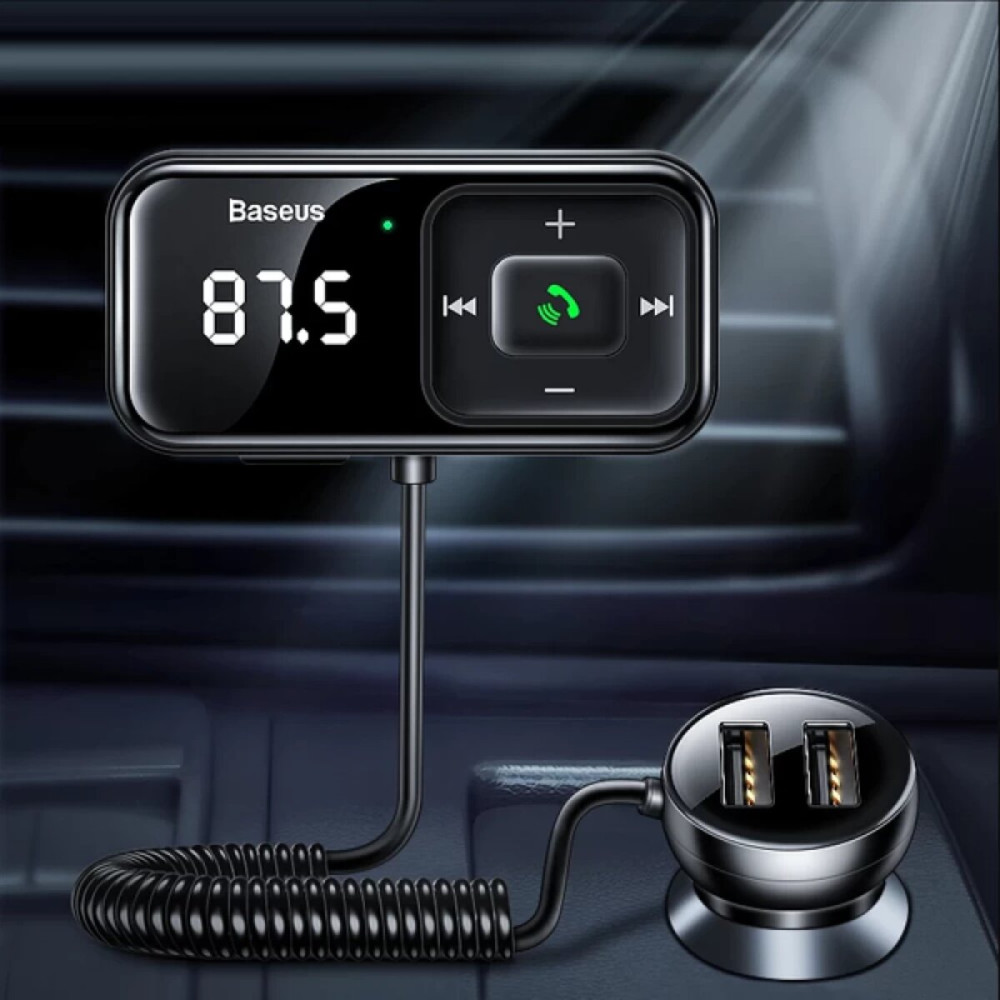 FM-модулятор с зарядным устройствомом Baseus T Shaped S-16 Car Bluetooth MP3 Player Black