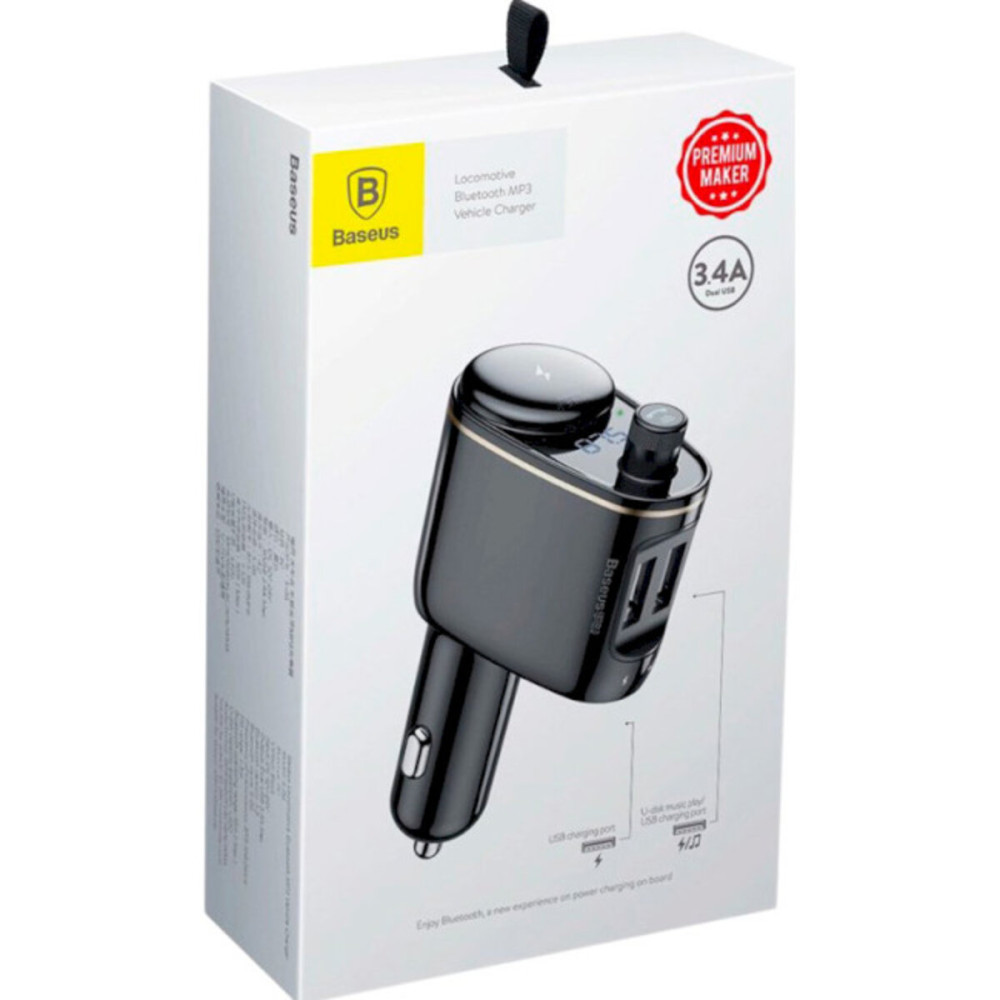 FM-модулятор с зарядным устройством Baseus S-06 Car Bluetooth MP3 Player Black