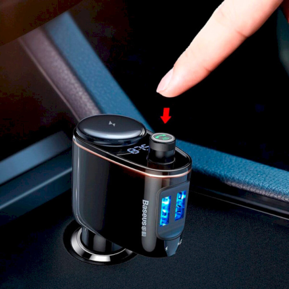 FM-модулятор с зарядным устройством Baseus S-06 Car Bluetooth MP3 Player Black