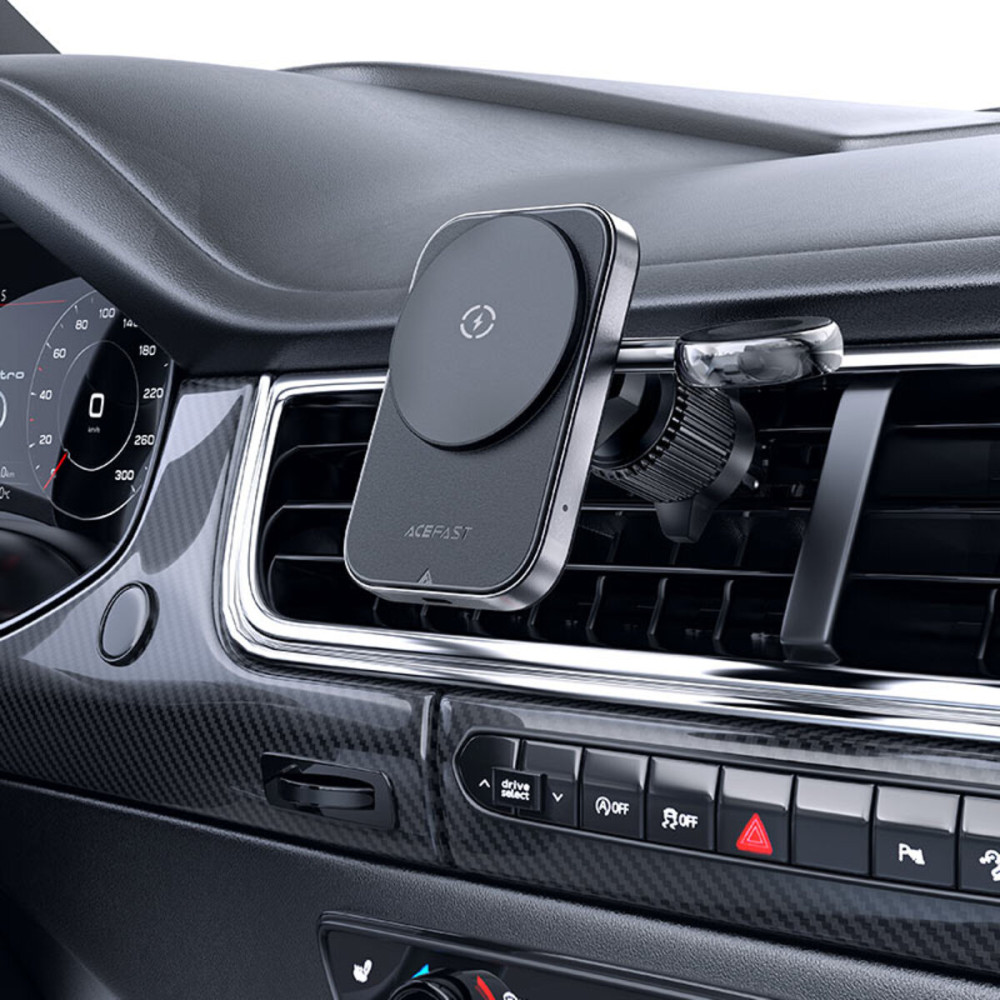 Тримач для мобiльного з БЗП ACEFAST D18 in-car 2-in-1 magnetic wireless charging holder Black