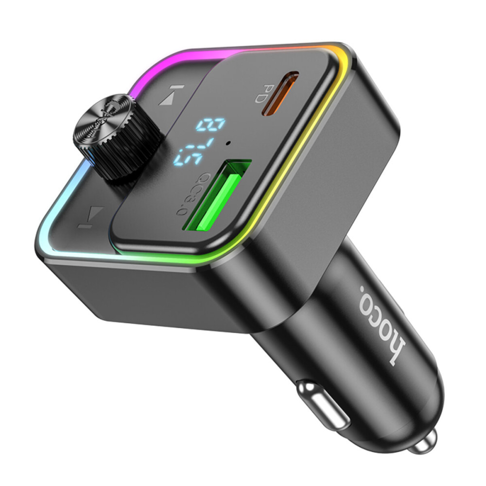 FM-модулятор с зарядным устройствомом HOCO E81 Fantasy PD30W+QC3.0 car BT FM transmitter Black