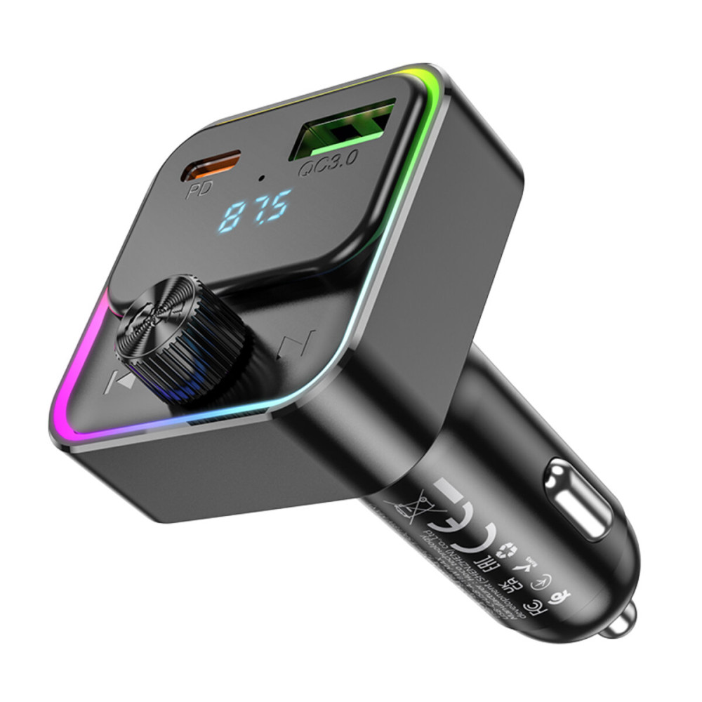 FM-модулятор с зарядным устройствомом HOCO E81 Fantasy PD30W+QC3.0 car BT FM transmitter Black