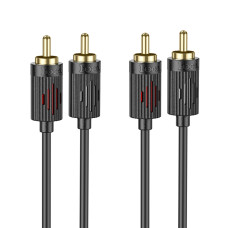 Аудiокабель HOCO UPA29 dual RCA red and white double lotus audio cable Black