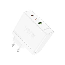 Мережевий зарядний пристрій BOROFONE BN11 Imperial PD100W three-port(2C1A) charger White