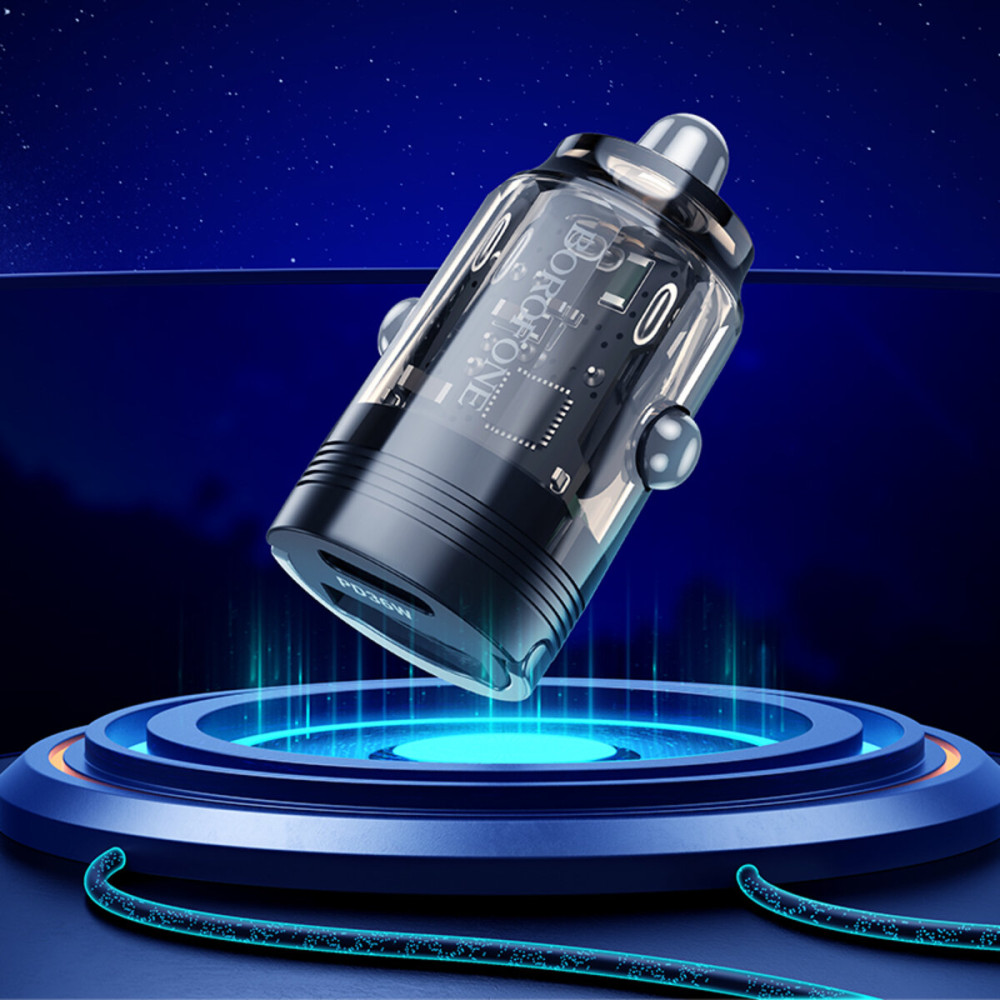 Автомобильное зарядное устройство BOROFONE BZ29A Talented PD36W+QC3.0 car charger set(C to iP) Black