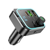 FM-модулятор с зарядным устройствомом BOROFONE BC53 Highway PD20W+QC3.0 car BT FM transmitter 18W Black