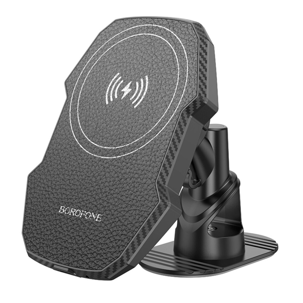 Держатель для мобильного с БЗП BOROFONE BH216 Adelante magnetic wireless fast charging car holder(center console) Black