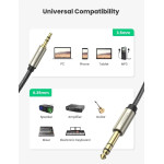 Аудио кабель UGREEN AV127 3.5mm to 6.35mm TRS Stereo Audio Cable 2m (Gray)(UGR-10628)