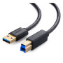 Кабель UGREEN US210 USB 3.0 AM to BM Print Cable 2m (Black）(UGR-10372)