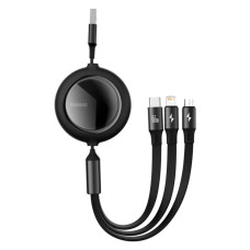 Кабель Baseus Bright Mirror 2 Series Retractable 3-in-1 Fast Charging  Data Cable USB to M+L+C 66W 1.1m Black
