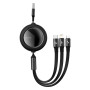 Кабель Baseus Bright Mirror 2 Series Retractable 3-in-1 Fast Charging  Data Cable USB to M+L+C 66W 1.1m Black