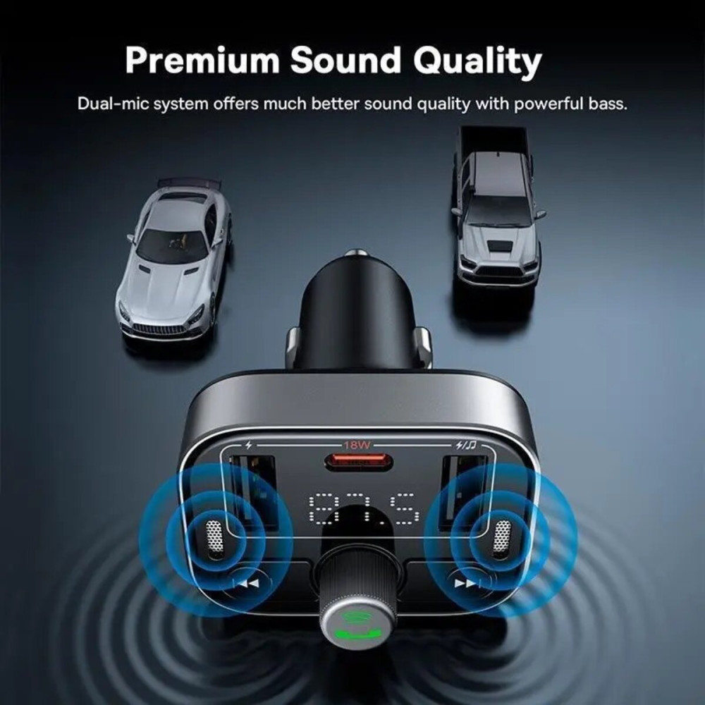 FM-модулятор с зарядным устройствомом Baseus S-09 Pro Series Car FM Transmitter Cluster Black