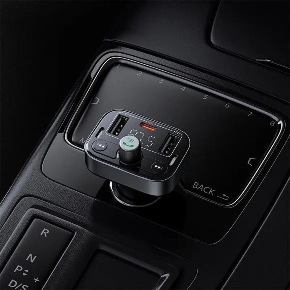 FM-модулятор с зарядным устройствомом Baseus S-09 Lite Series Car FM Transmitter Cluster Black