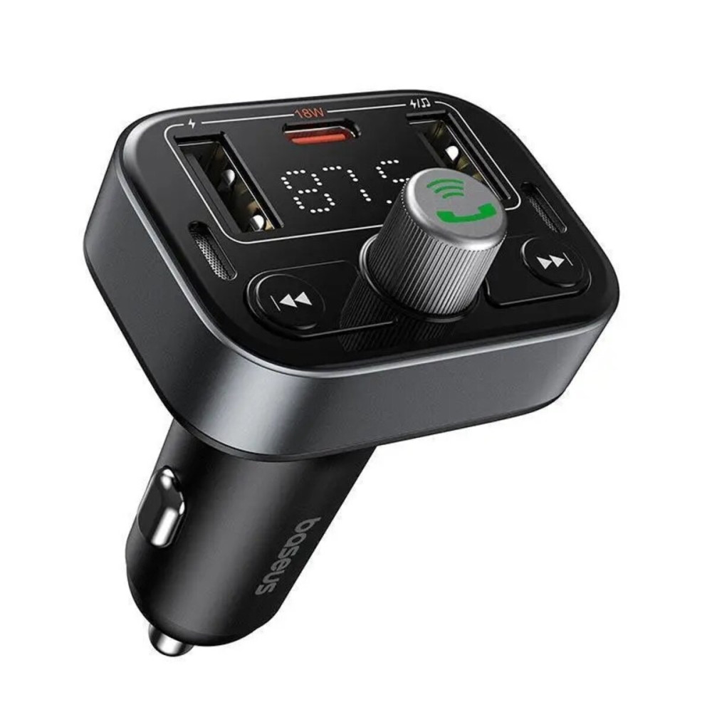 FM-модулятор с зарядным устройствомом Baseus S-09 Lite Series Car FM Transmitter Cluster Black