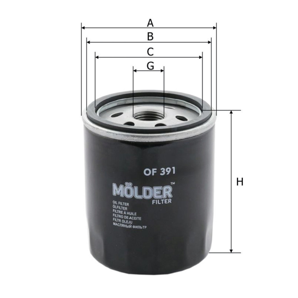 Фильтр масляный Molder Filter OF 391 (WL7324, OC501, W7143)