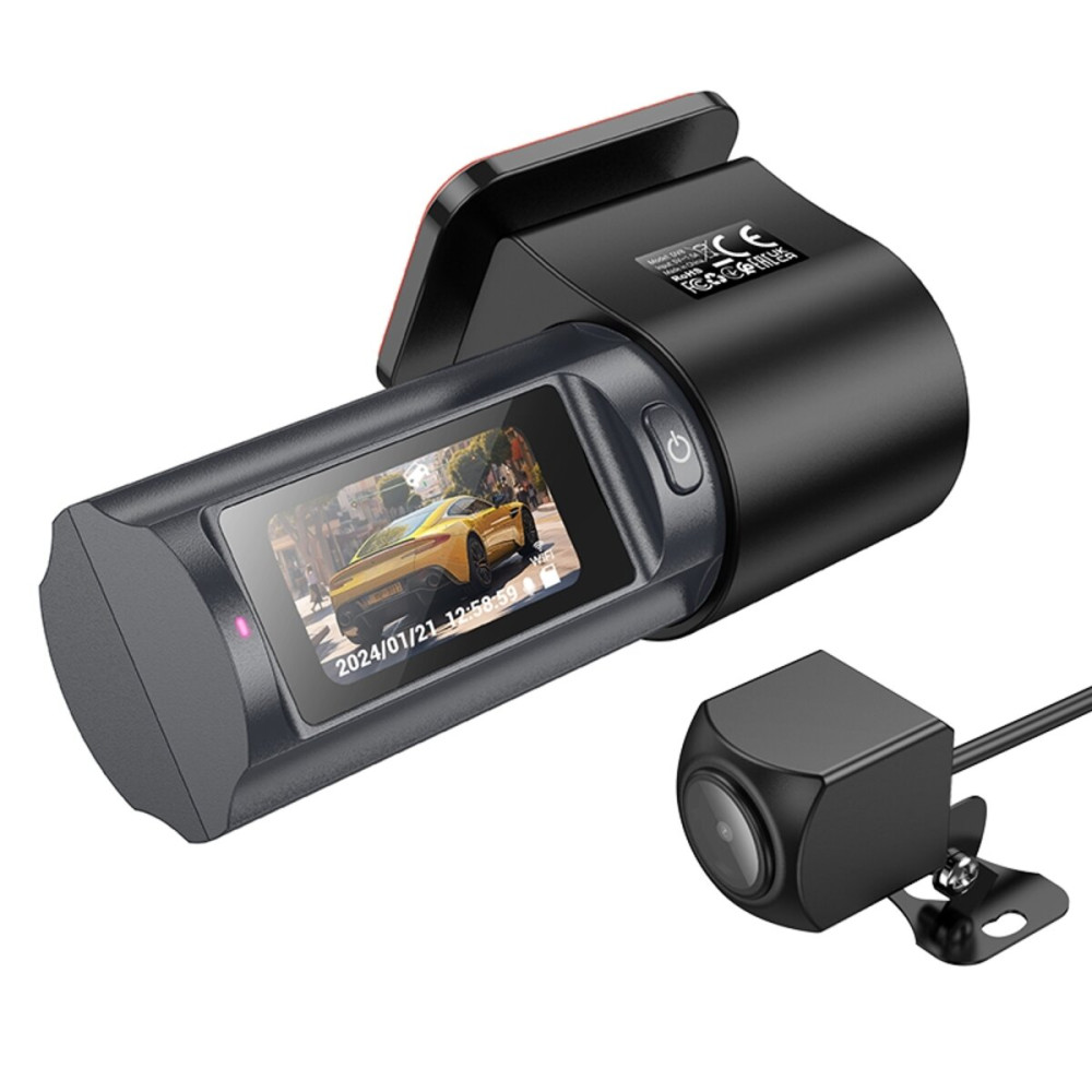 Автомобільний відеореєстратор Hoco DV8 2K 2560/25fps із камерою заднього вигляду та записом у машину