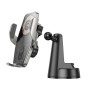 Тримач для мобільного з БЗП HOCO HW27 Traveler infrared RGB wireless fast charging car holder(center console) Black metal gray