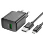 Мережевий зарядний пристрій HOCO CS21A Rich single port QC3.0 charger set(Micro)(EU) Black