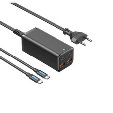 Зарядний пристрій Vention 4-Port USB (C + C + A + A) GaN Charger (100W/100W/18W/18W) EU-Plug Black