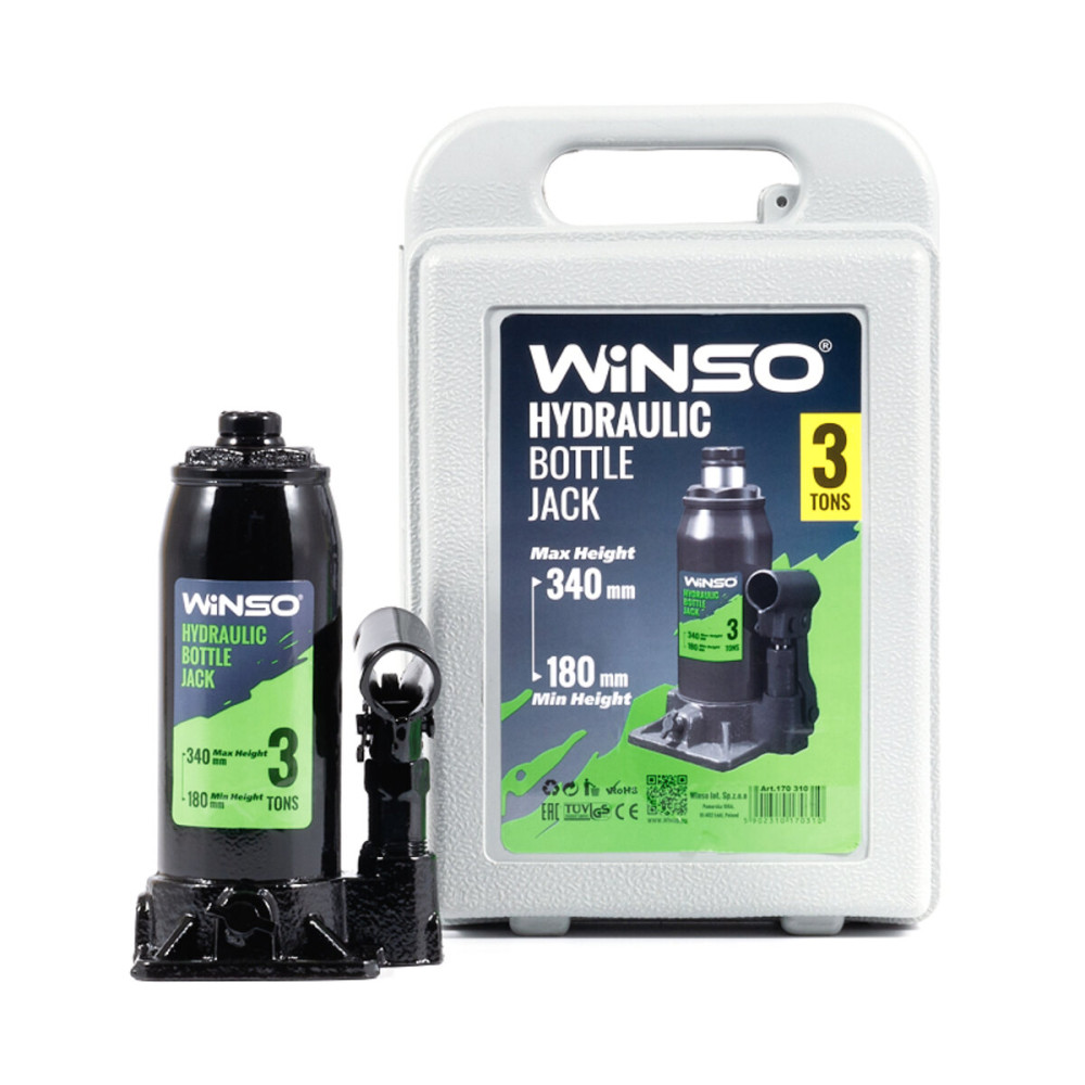 Домкрат гидравлический бутылочный Winso 3т 180-340мм 170310