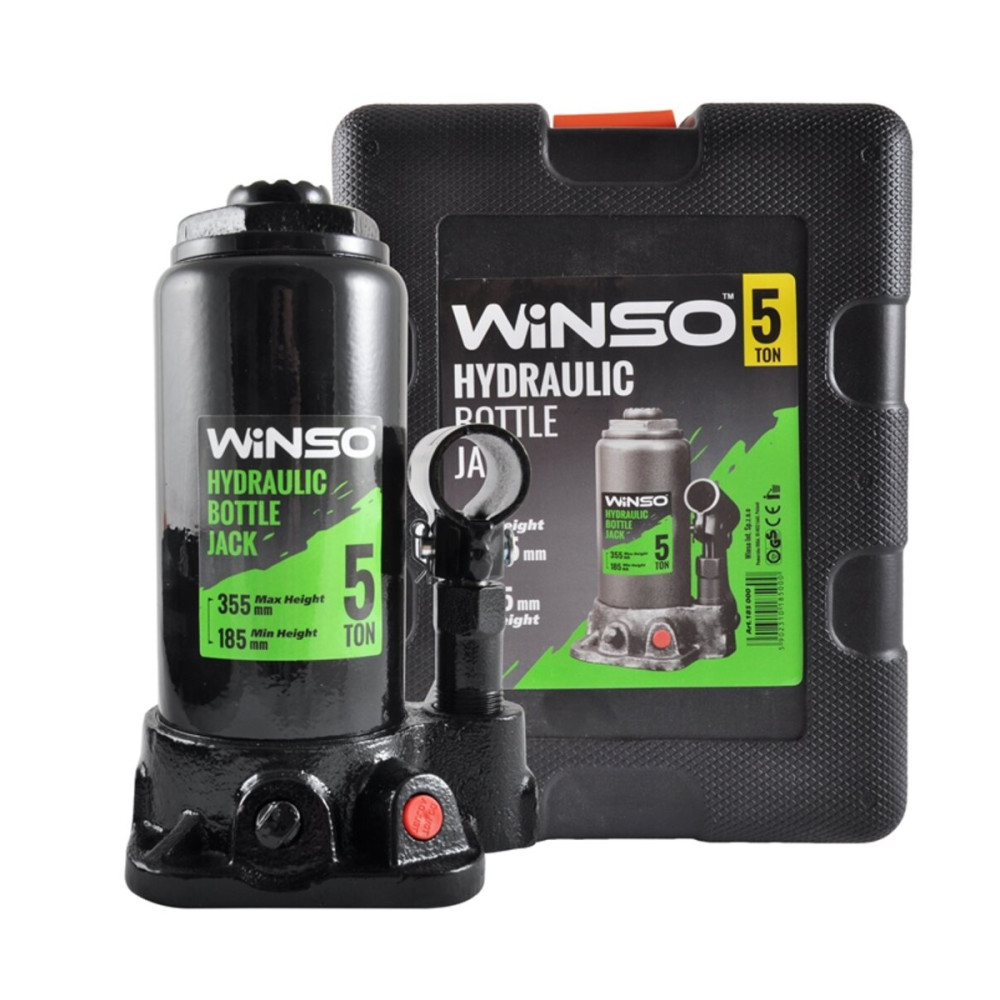 Домкрат гидравлический бутылочный Winso 5т 185-355мм 185000