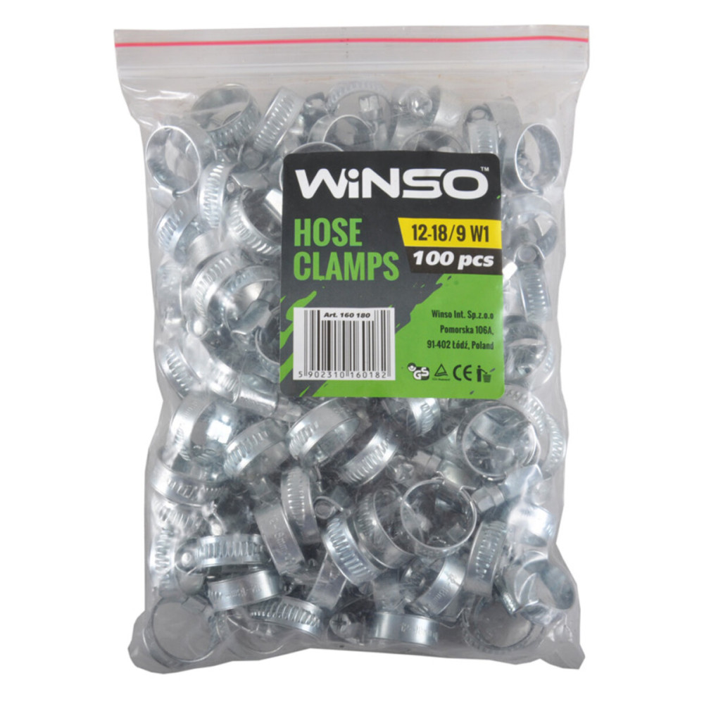 Хомуты Winso 12-18/W1, 9мм, 100шт
