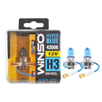 Галогенова лампа Winso H3 12V 55W PK22s SET HYPER BLUE 4200K Галогенова лампа Winso H3 12V 55W PK22s SET HYPER BLUE 4200K