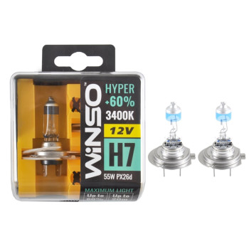 Галогенова лампа Winso H7 12V 55W PX26d SET HYPER +60% Галогенова лампа Winso H7 12V 55W PX26d SET HYPER +60%