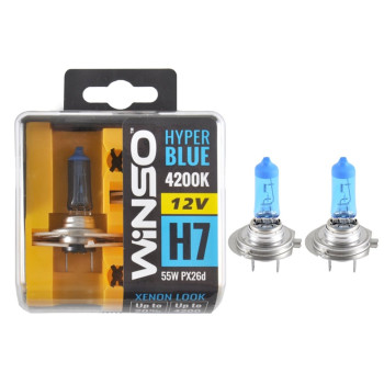 Галогенова лампа Winso H7 12V 55W PX26d SET HYPER BLUE 4200K Галогенова лампа Winso H7 12V 55W PX26d SET HYPER BLUE 4200K