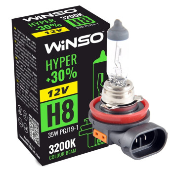 Галогенова лампа Winso H8 12V 35W PGJ19-1 HYPER +30% Галогенова лампа Winso H8 12V 35W PGJ19-1 HYPER +30%