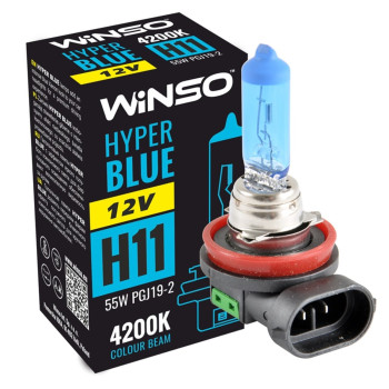 Галогенова лампа Winso H11 12V 55W PGJ19-2 HYPER BLUE 4200K Галогенова лампа Winso H11 12V 55W PGJ19-2 HYPER BLUE 4200K