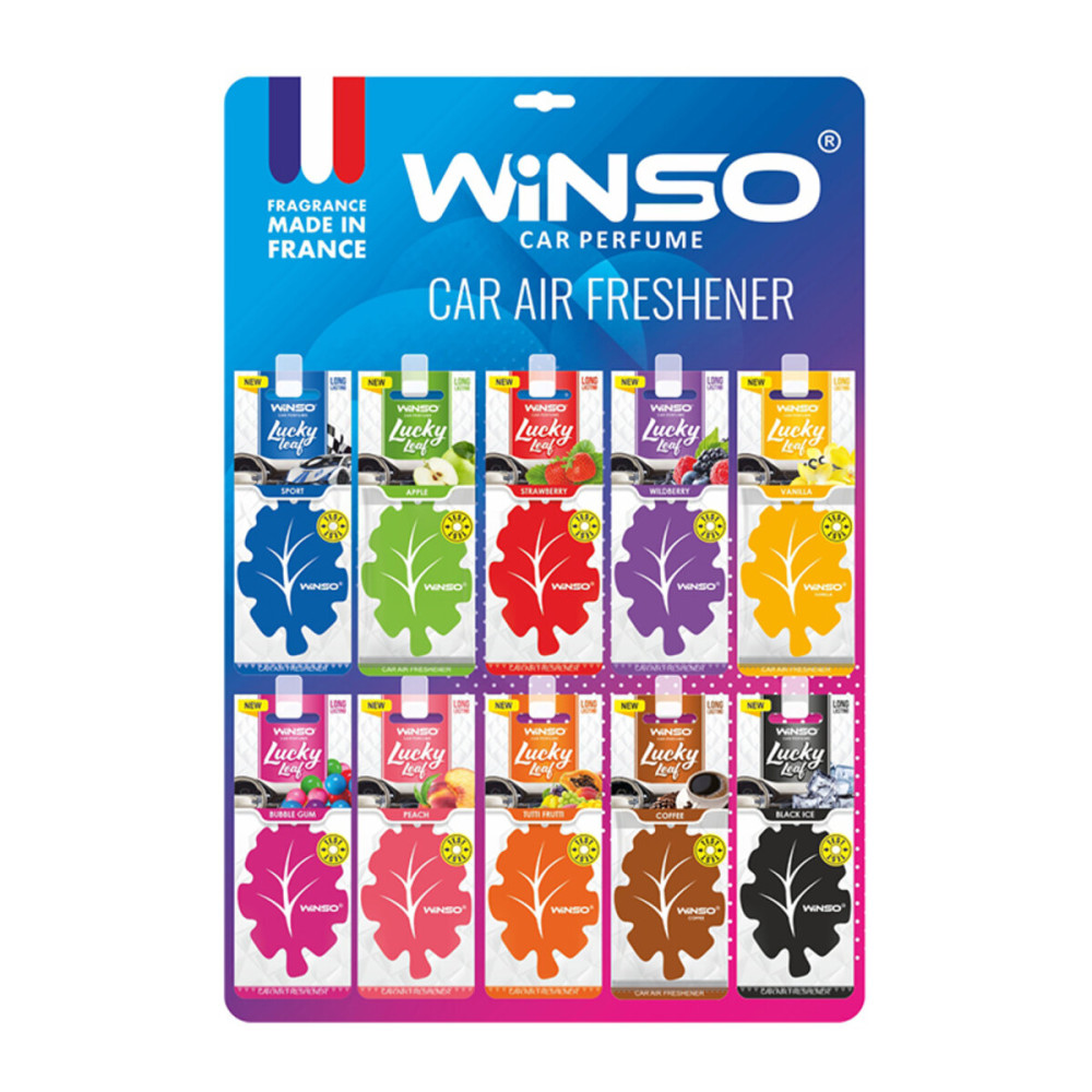 Освіжувач повітря Winso Lucky Leaf, целюлозний ароматизатор, дисплей MIX