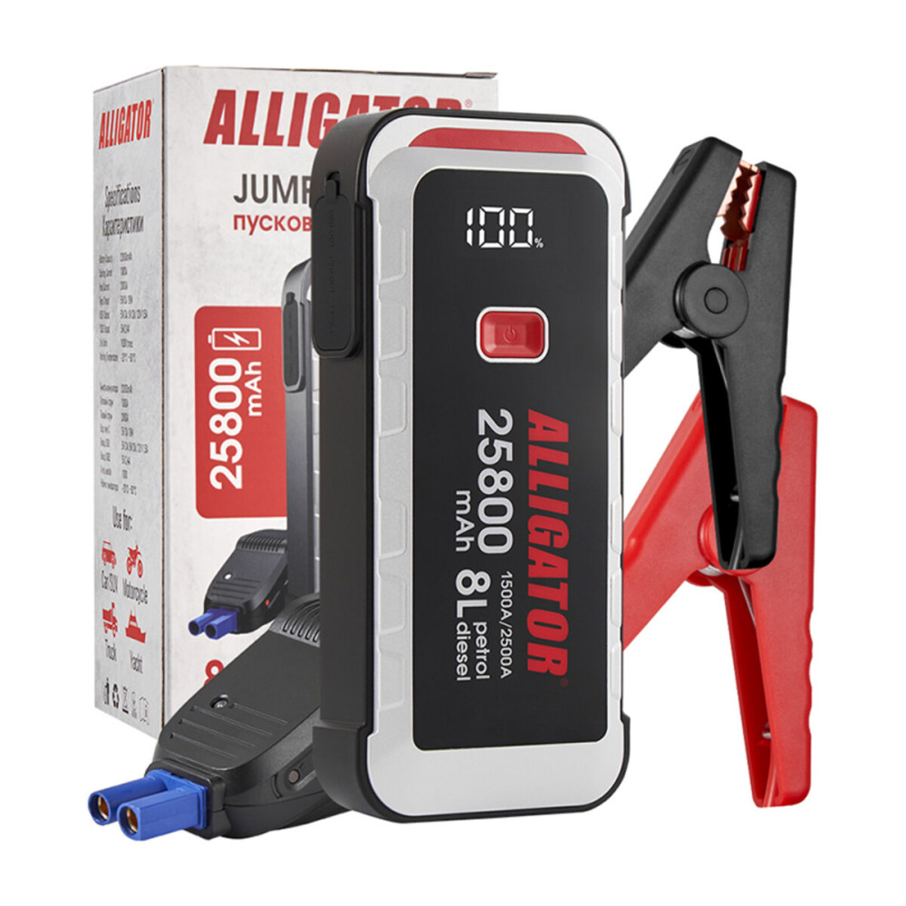 Пусковое устройство Alligator Jump Starter 1500A/2500A 25800mAh со Smart-клемами