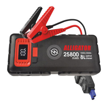 Бустер (пусковое устройство) Alligator Jump Starter 1500A/2500A 25800mAh со Smart-клемами и беспроводной зарядкой
