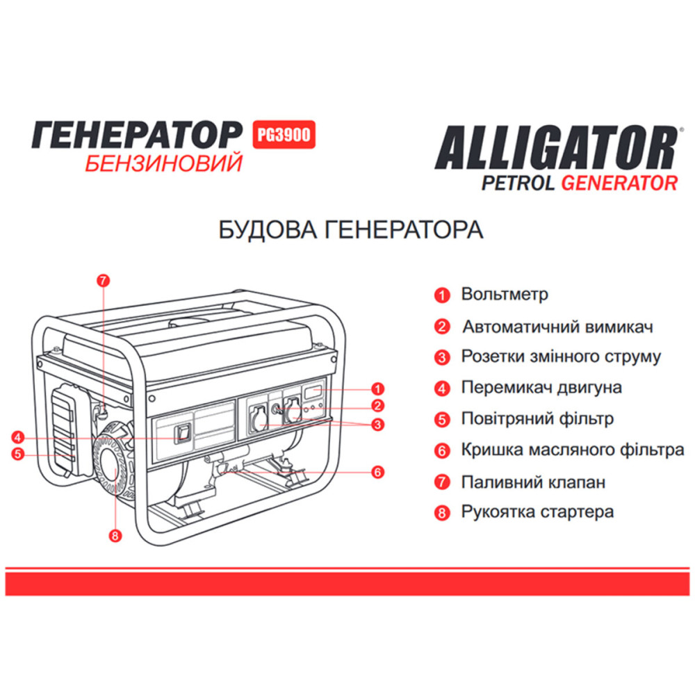 Генератор Alligator бензиновий 3,0кВт (ном 2,8кВт)