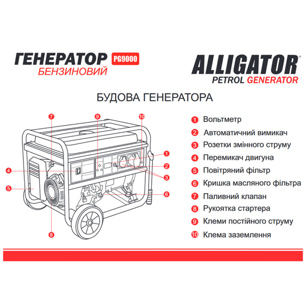 Генератор Alligator бензиновий 7,5кВт (ном 7,0кВт)