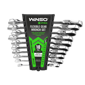 Набор ключей Winso PRO комбинированные с трещоткой и карданом CR-V 10шт (8-10-12-13-14-15-16-17-19мм)