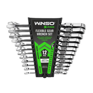 Набор ключей Winso PRO комбинированные с трещоткой и карданом CR-V 12шт (7-8-9-10-12-13-14-15-16-17-18-19мм)