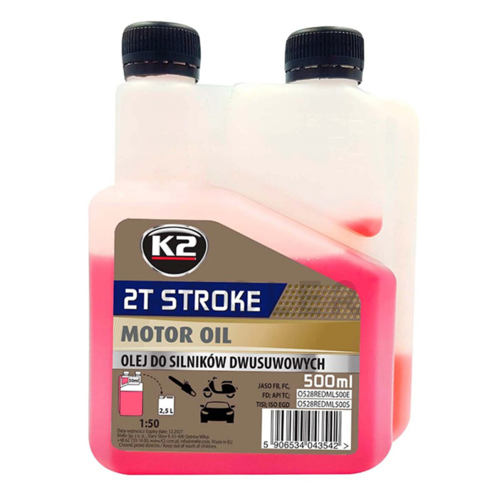 Моторное масло K2 2T STROKE MOTOR OIL RED, 500мл
